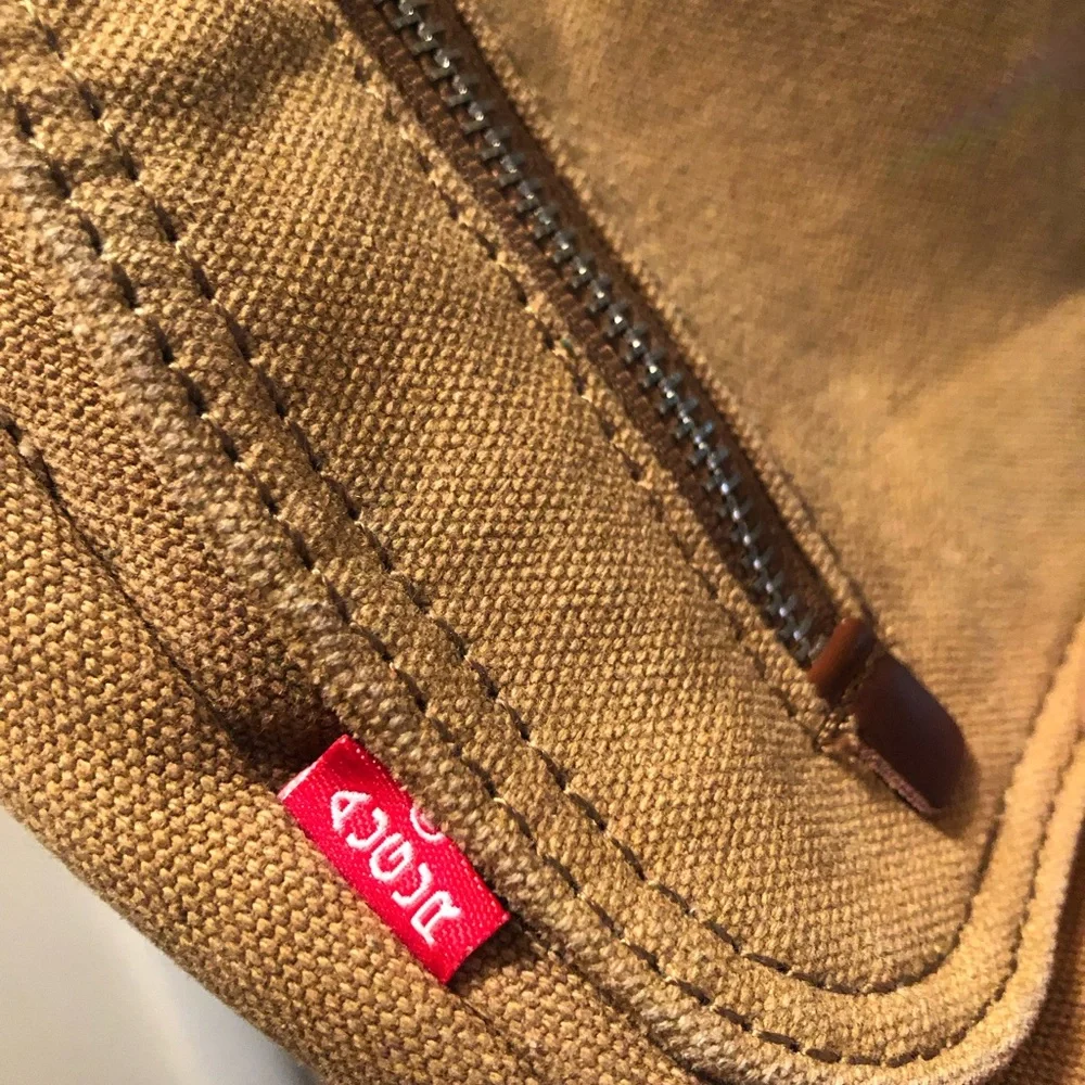 Men's Tan Canvas Messenger Bag with Brown Trim - Unbranded